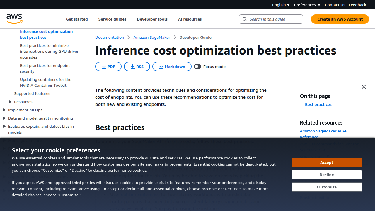 Official AWS documentation on optimizing inference costs for SageMaker workloads.