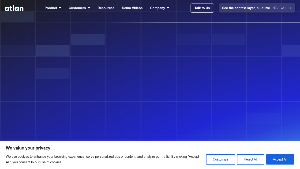 The official website for Atlan, known for data and analytics solutions, including comparisons of AI platforms.