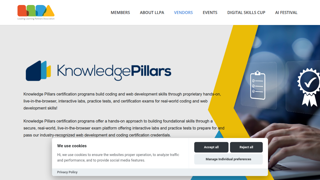 Knowledge Pillars specializes in certifications with practical, live-in-the-browser exam formats.
