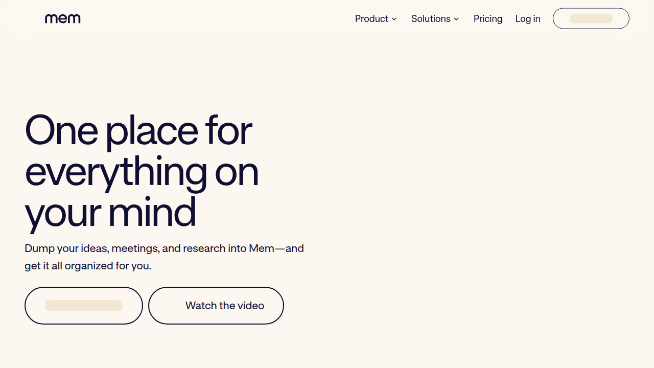Mem's AI-native interface, designed for fast capture and automatic organization of developer notes.