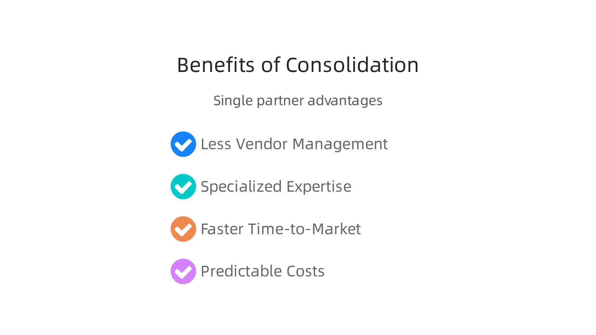 Consolidating IT services under one partner yields significant benefits for engineering teams, from reduced management overhead to faster market entry.