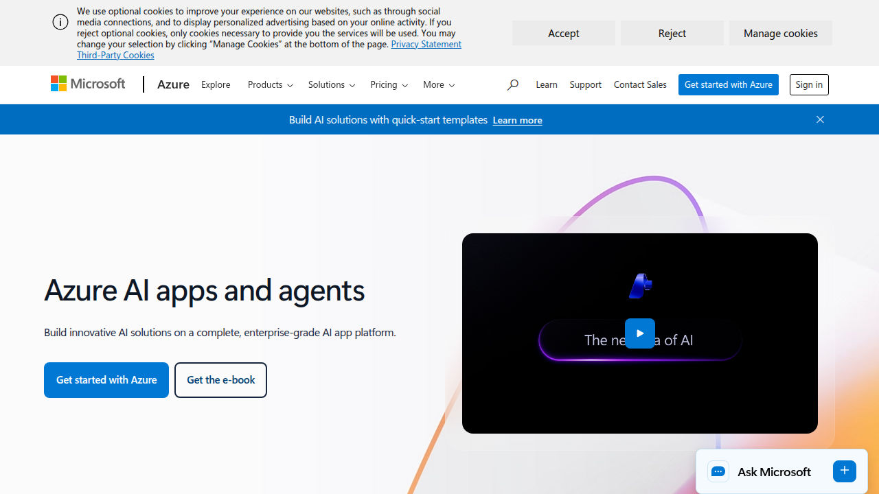A view of Microsoft Azure's AI services, showcasing its robust capabilities for enterprise AI adoption.