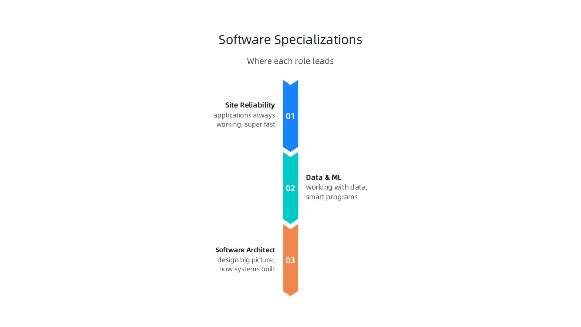 Visualizing advanced career paths and specializations for software engineers.