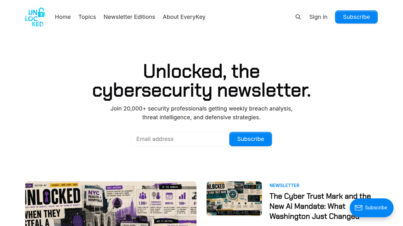 Screenshot of Unlocked Everykey, a platform offering guides and best practices for cloud Identity and Access Management (IAM).