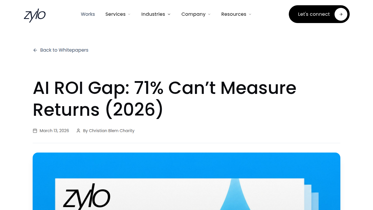 A screenshot of the Zylo report discussing the AI ROI Measurement Gap and Agentic AI in 2026.