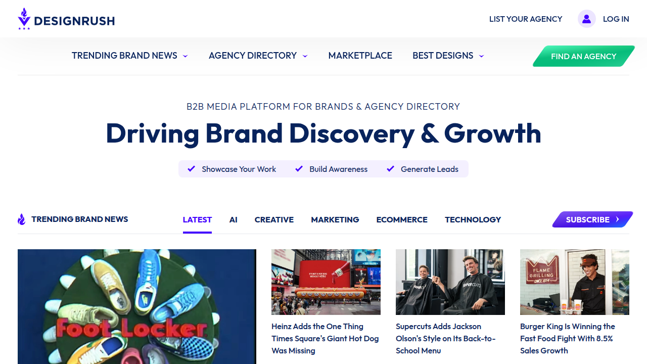Screenshot of the DesignRush website, featuring resources on writing effective web development RFPs.