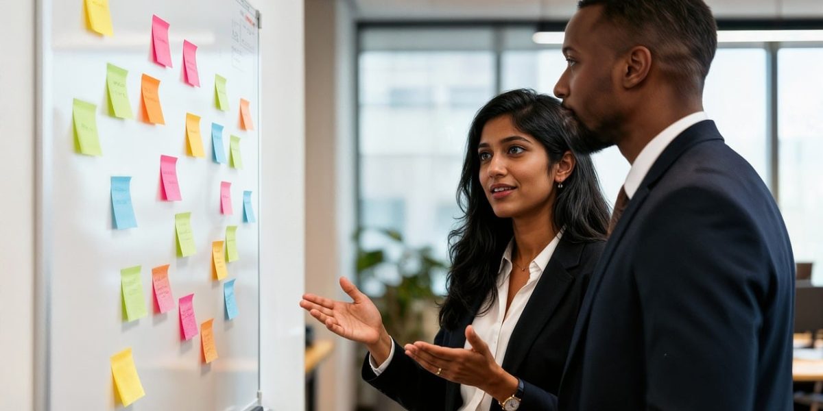 An engineering team engages in a focused discussion, strategizing how to navigate the fast-paced AI landscape.